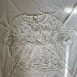 white mesh shirt from pink